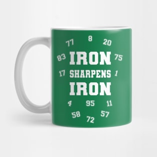 Iron sharpens Iron white lettering Mug